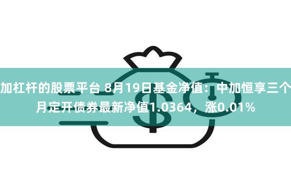 加杠杆的股票平台 8月19日基金净值：中加恒享三个月定开债券最新净值1.0364，涨0.01%