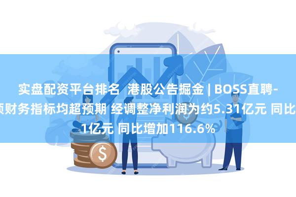 实盘配资平台排名  港股公告掘金 | BOSS直聘-W一季度各项财务指标均超预期 经调整净利润为约5.31亿元 同比增加116.6%